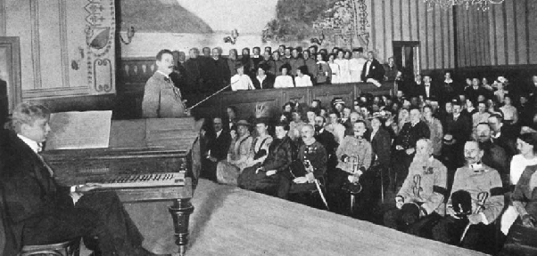 Fritz Kreisler gives a Red Cross benefit concert to Austrian soldiers before going to the Front, Autumn 1914